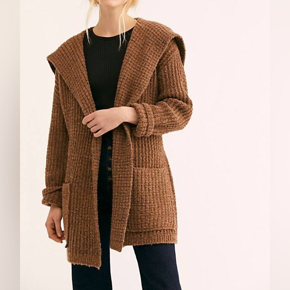 Free People Brown Knit Wool and alpaca Taffy Cardigan in Small